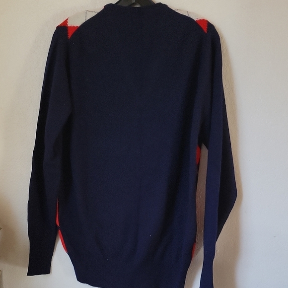Vintage BERK 100% Pure Cashmere Men's Sweater - Red, White, and Navy Blue Size L - Picture 2 of 10